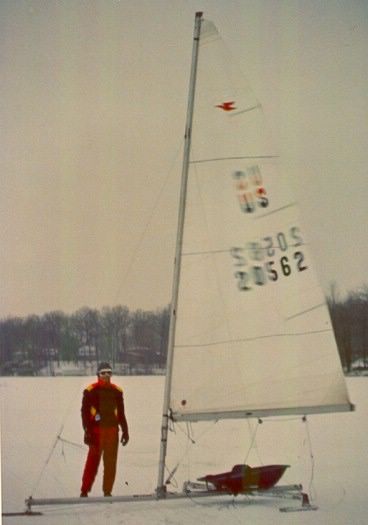 1979 Sam with his ice boat on Turkeyfoot Lake