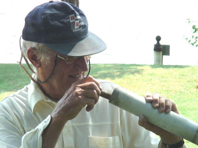 Sam inspecting a sunfish mask in 2006